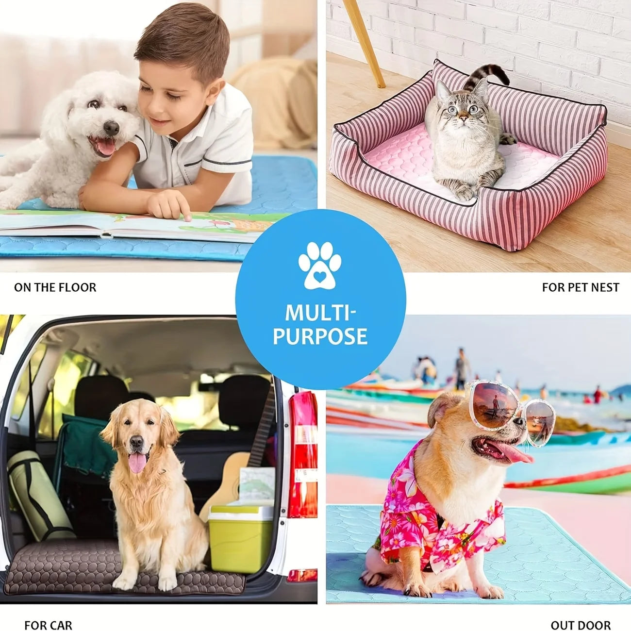 Pet Cooling Mat & Sleeping Pad — Water-Absorbing Summer Dog Bed for Crate, Car, Patio & Outdoor Use