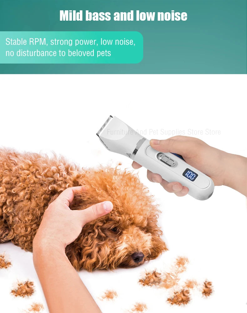 4-in-1 Cordless Pet Grooming Set with 4 Blades — Low Noise Rechargeable Clipper