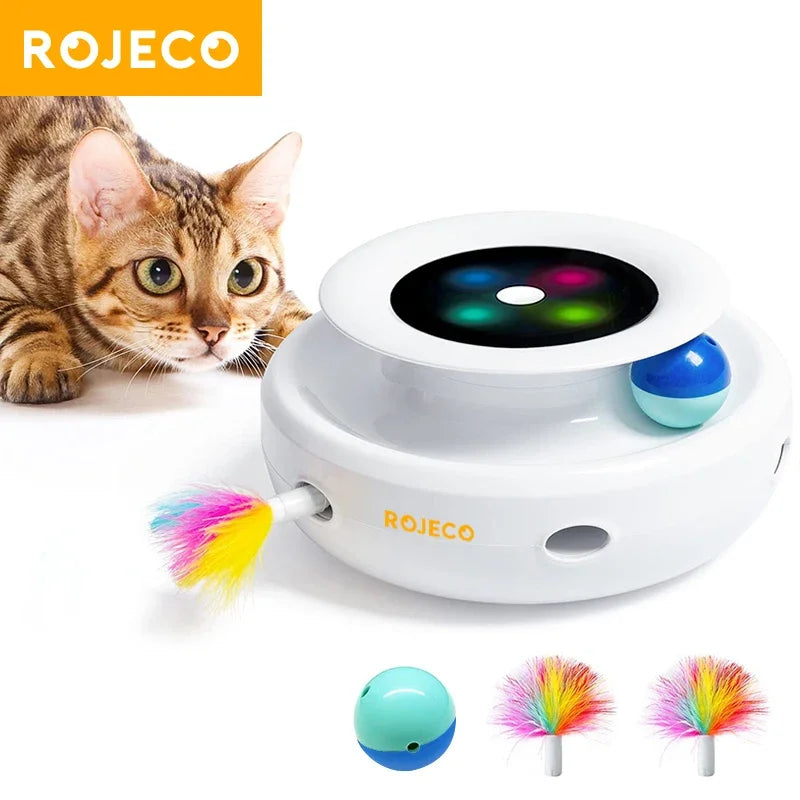 2-in-1 Automatic Cat Toy - Smart Feather & Ball Set with 5 Interactive Modes