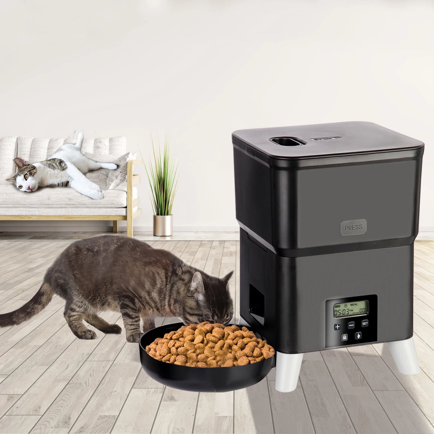 Cat Automatic Feeder 2L Cat Food Dispenser Smart Programmable Pet Feeder Recordable Dog Automatic Feede