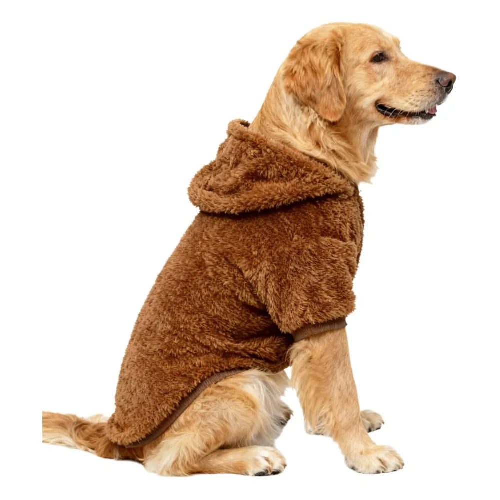 Plush Fleece Dog Hoodie | Soft Warm Winter Outdoor Coat for Medium & Large Dogs