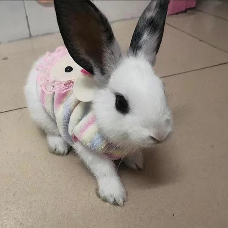 Cartoon Print Plush Vest for Small Animals & Kittens