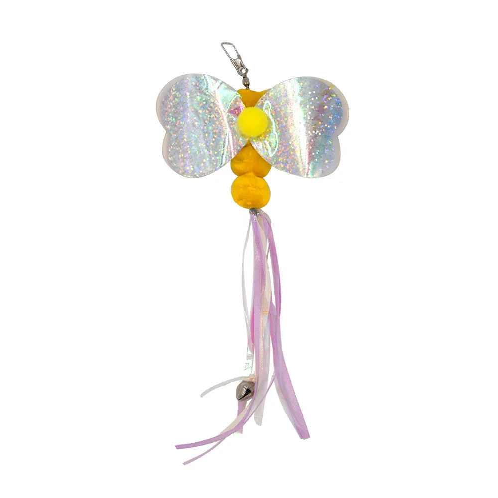 Feather Wand Cat Toy with Bell & Worm String - Interactive Teaser Set
