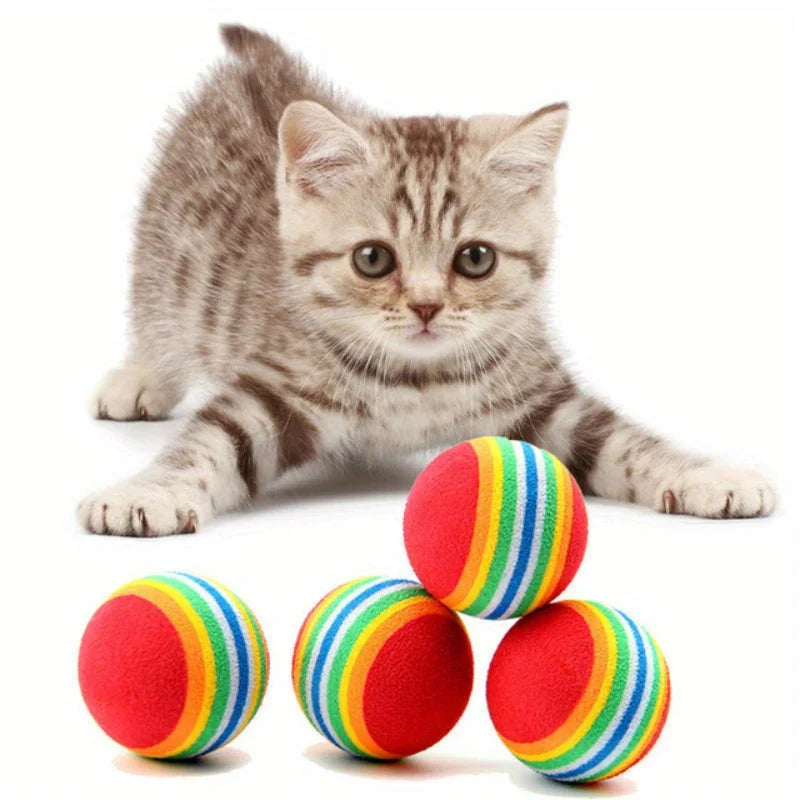 Balles Arc-en-ciel pour Chats - Pack Multiple de Balles Élastiques Silencieuses