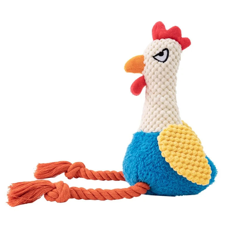 Plush Chicken Squeaky Rope Dog Toy