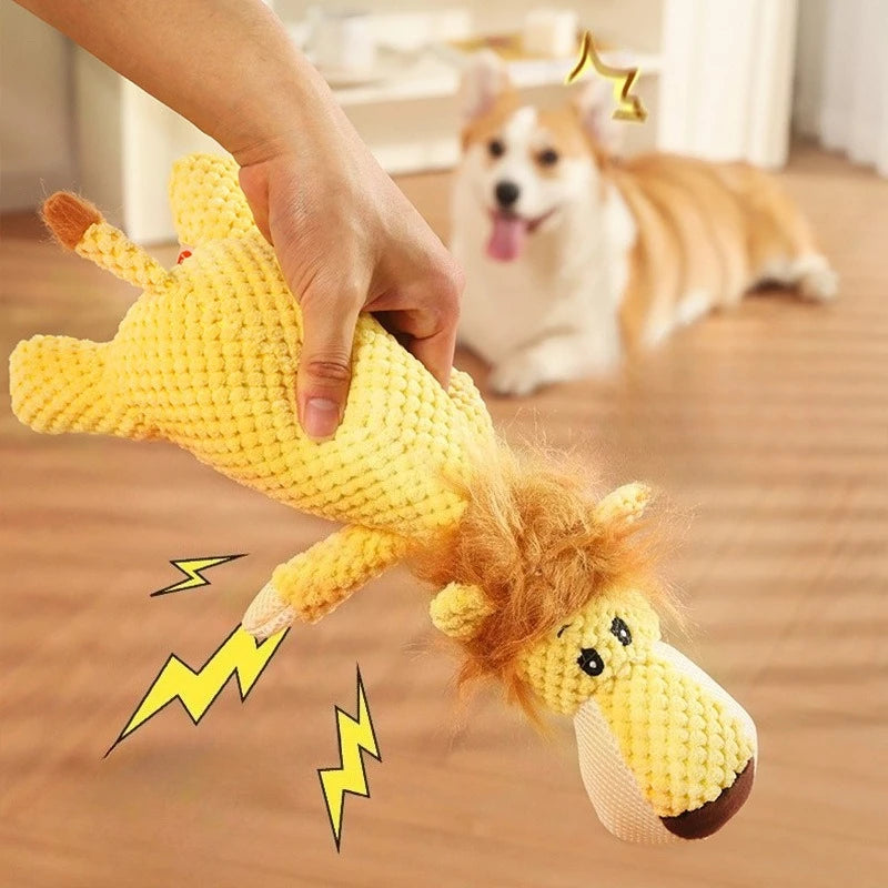 Plush Squeaky Dog Toy - Durable Animal Chew Toy for Small & Large Dogs