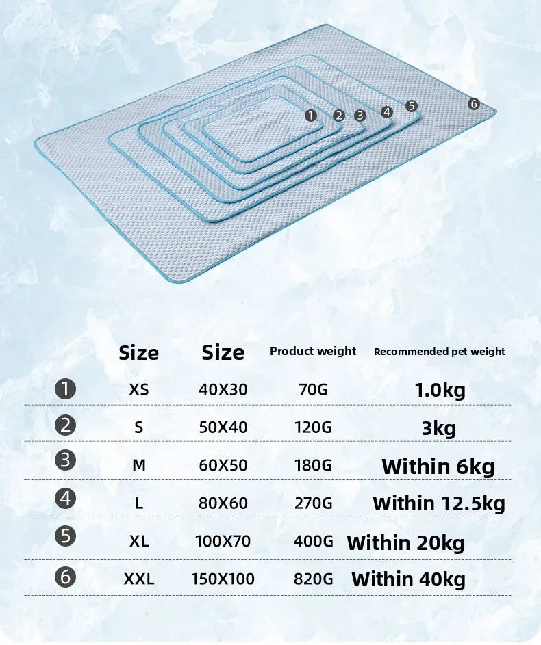 Ice Silk Cooling Mat for Cats & Dogs — Breathable Summer Pet Nest in 3 Colours & 6 Sizes
