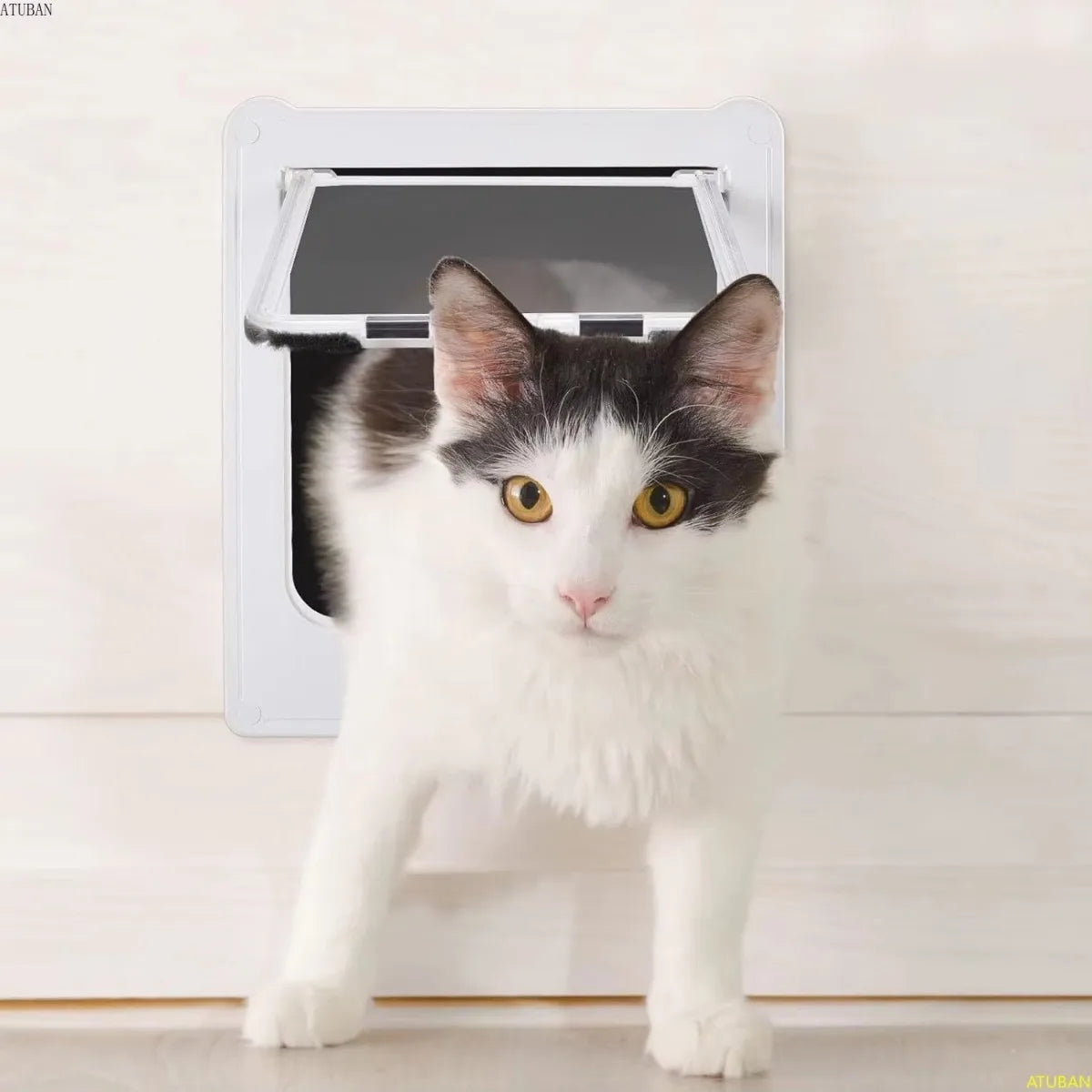 4-Way Cat Door - Magnetic Closure Indoor Pet Door for Cats up to 20lbs