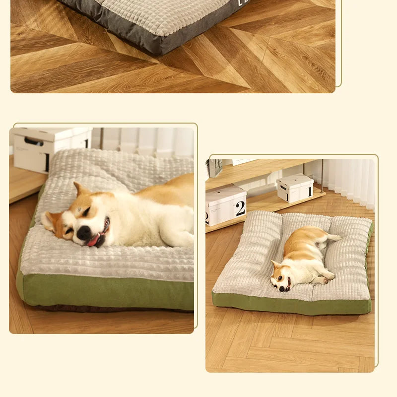 Fleece Dog Bed Mat with Detachable Cushion – Warm Washable Sleeping Pad for Small, Medium & Large Dogs