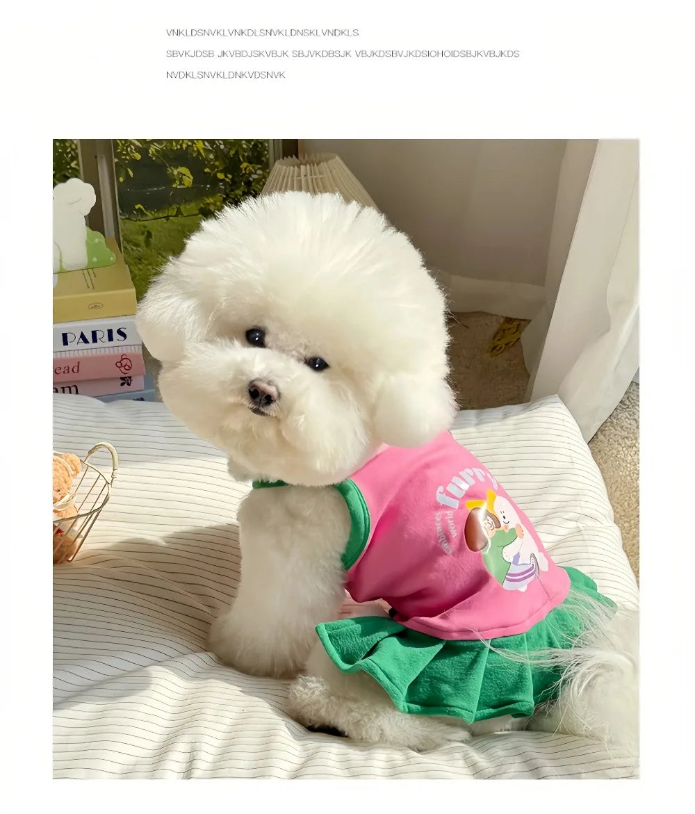 Robe et gilet rafraîchissants 2 en 1 pour petits chiens et chats | Jupe d'été respirante "Princesse" pour Chihuahuas et chiots