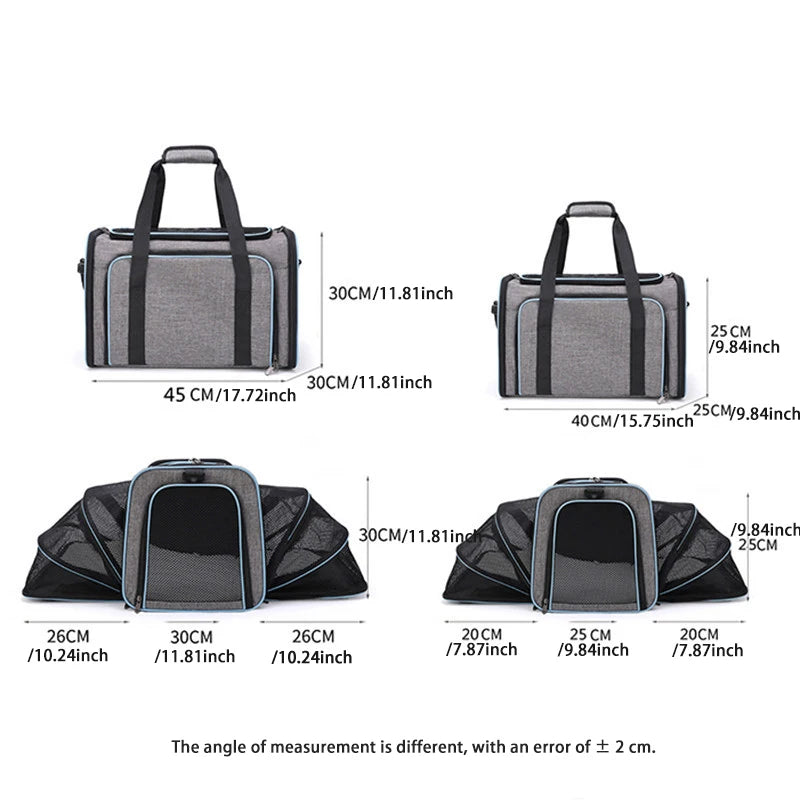 Foldable Expandable Pet Carrier Bag | Breathable Mesh Handheld Bag for Cats & Small Dogs
