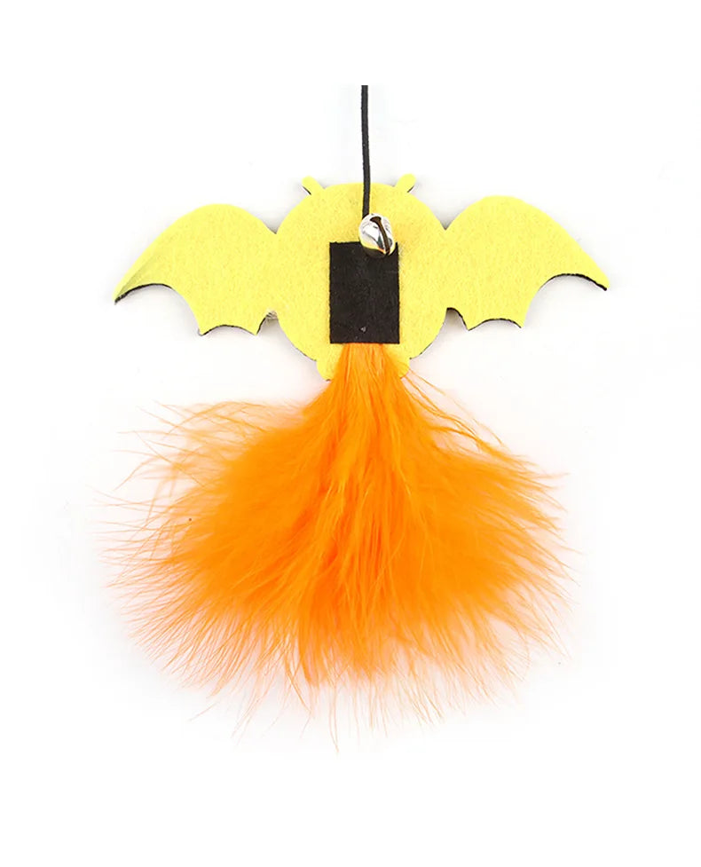 Halloween Cat Teaser Wand with Pumpkin and Spider