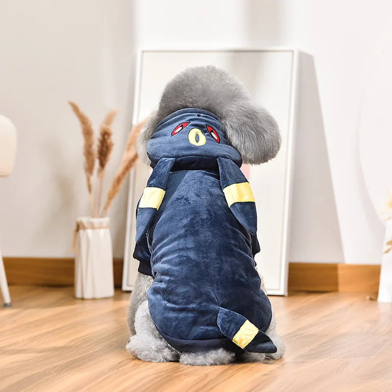 Eevee Anime Cosplay Dog Costume – Kawaii Plush Insulated Coat for Small Dogs