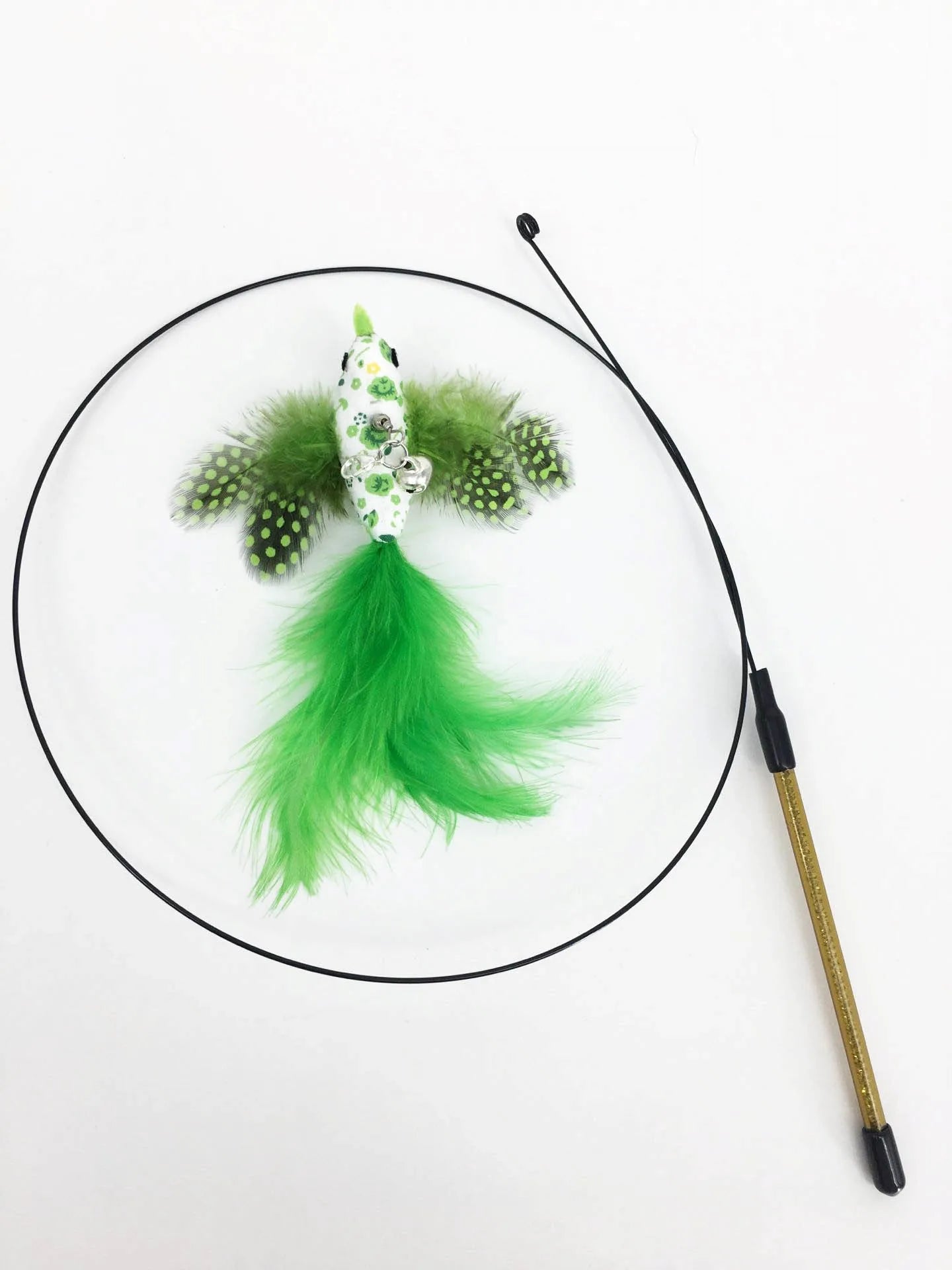 Interactive Feather Wand Cat Toy - Wire Teaser Stick for Kittens
