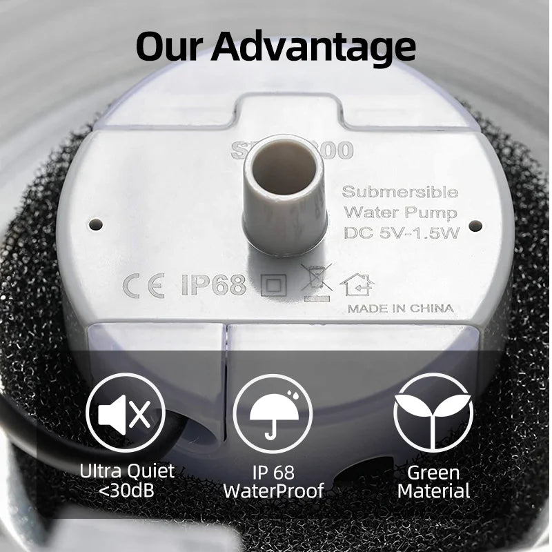 Pompe de rechange pour fontaine à eau en acier inoxydable - Moteur de distributeur d'eau pour animaux de compagnie
