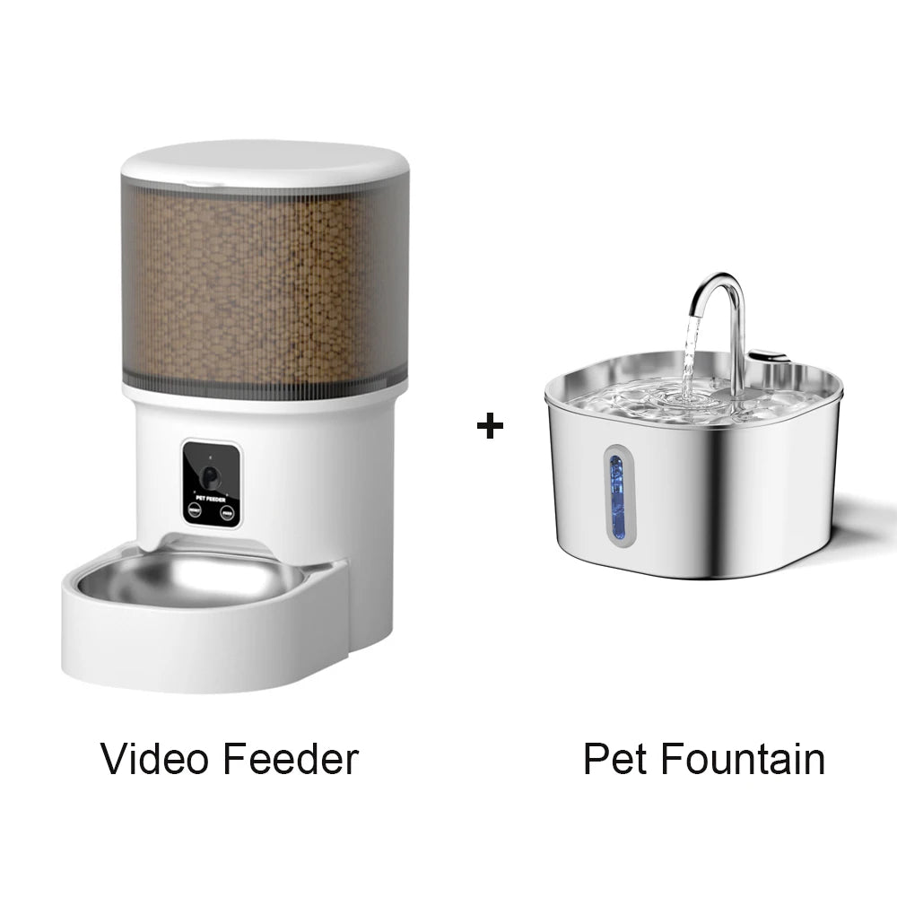Smart WiFi Pet Feeder with Video Camera and Water Fountain