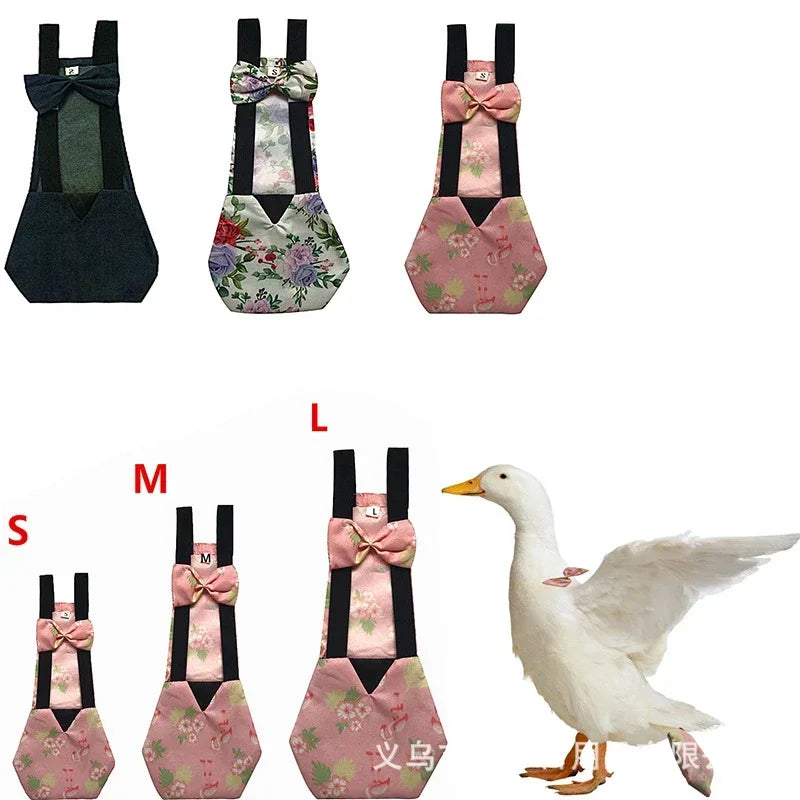 Washable Duck & Chicken Diaper Flight Suit with Bowknot – S, M, L