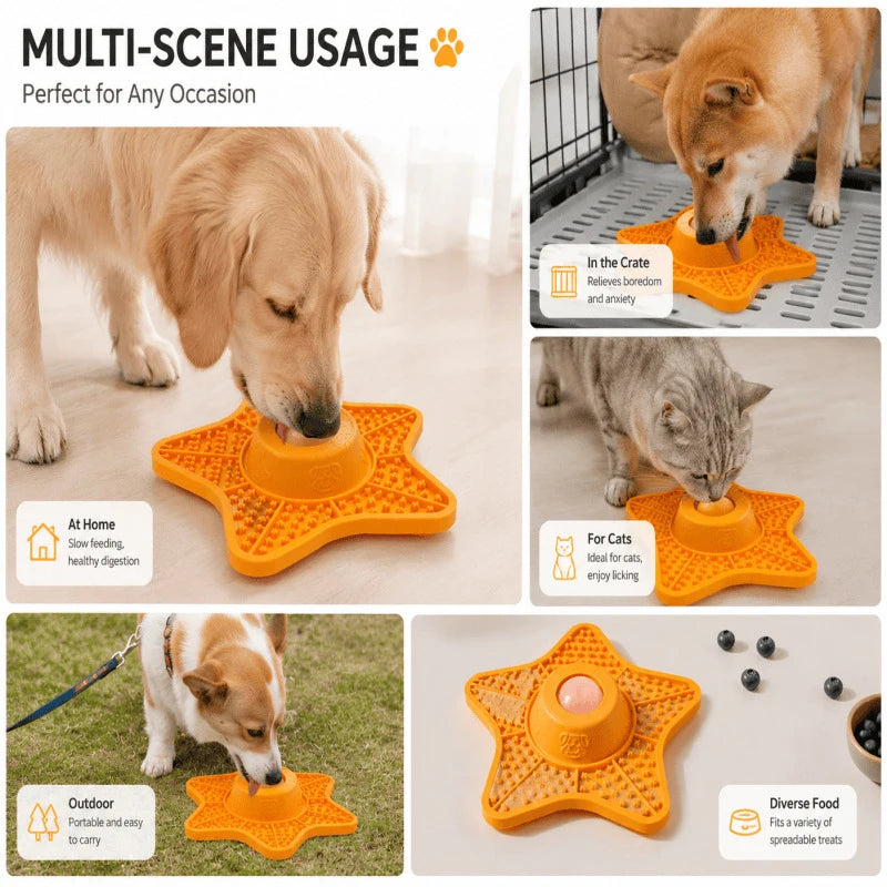 2-in-1 Star Shaped Silicone Slow Feeder & Lick Mat for Dogs & Cats
