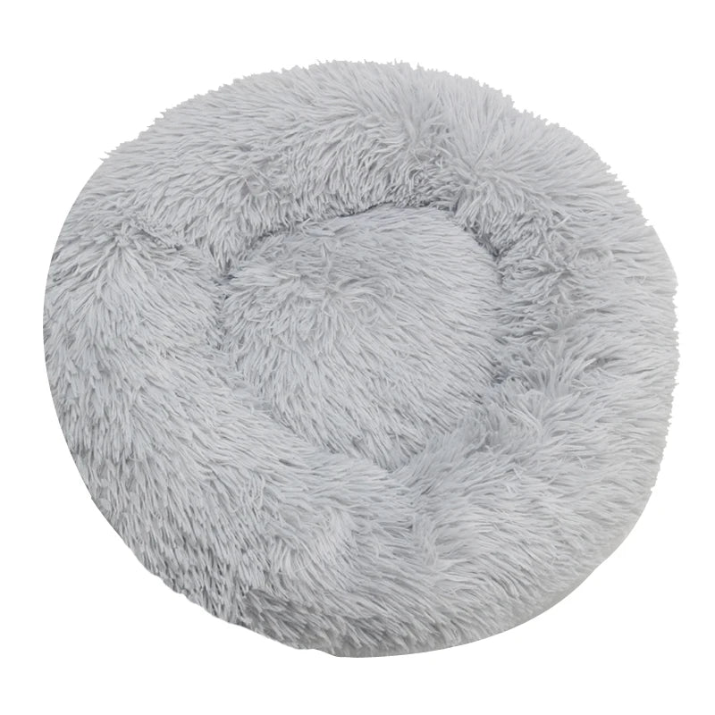 Round Plush Pet Bed — Washable Warm Basket for Dogs & Cats, 6 Sizes