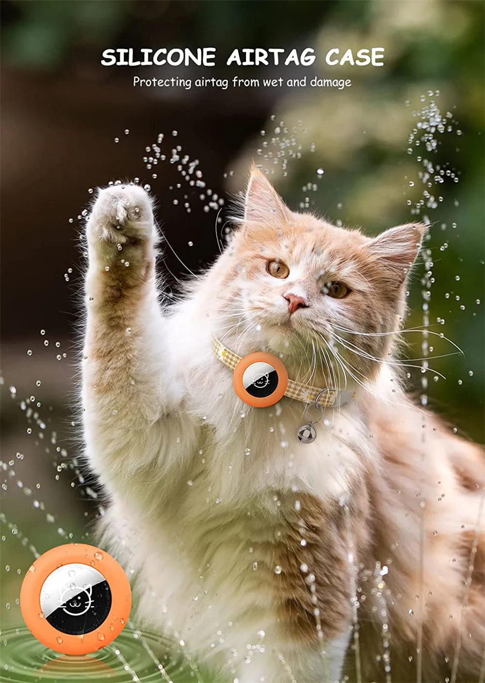 Collier de chat à dégagement rapide avec support AirTag et clochette