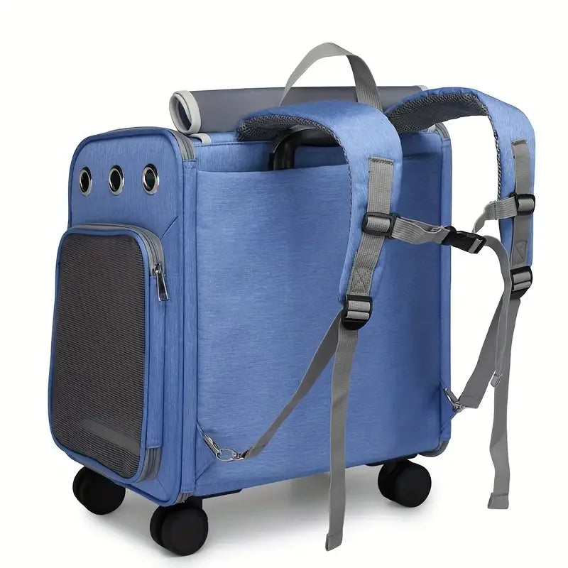 4-in-1 Wheeled Pet Carrier Backpack with Stroller & Car Seat