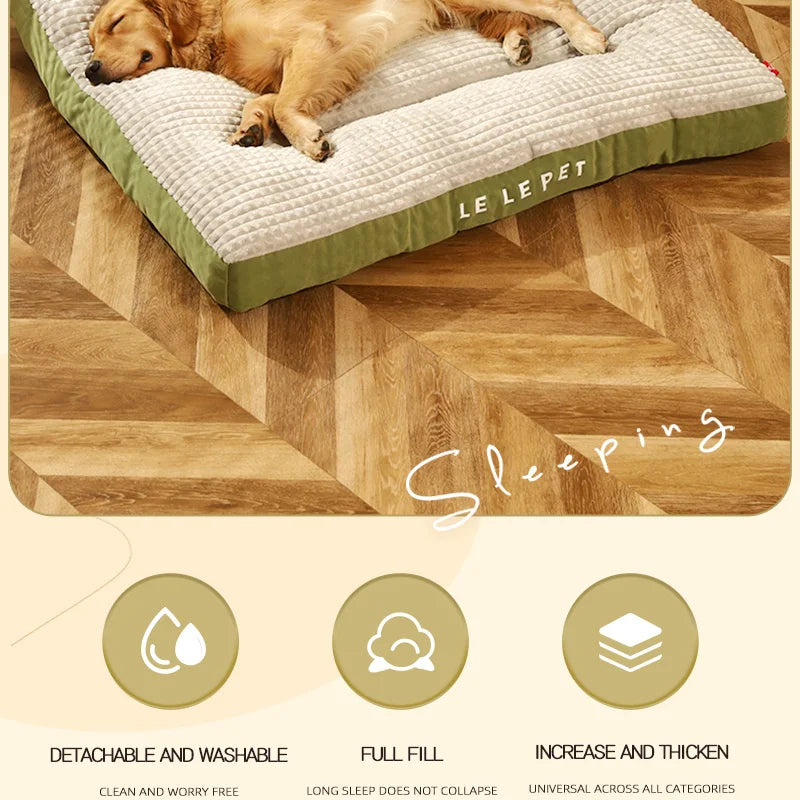Fleece Dog Bed Mat with Detachable Cushion – Warm Washable Sleeping Pad for Small, Medium & Large Dogs
