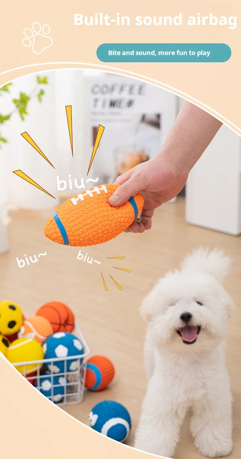 Squeaky Latex Dog Ball – Sports Style Chew Toy