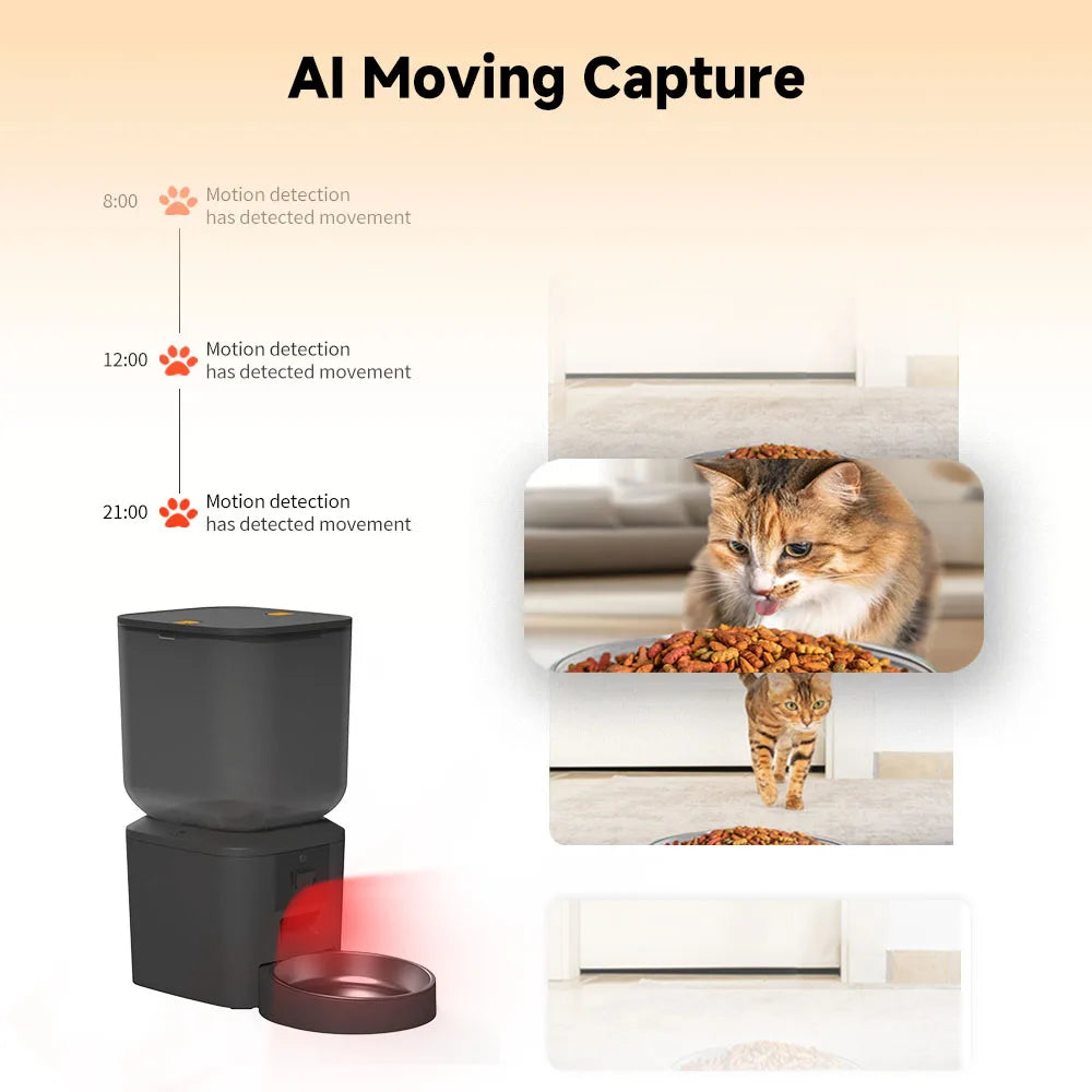 8L Smart Pet Feeder with 1080P Camera, Night Vision & Stainless Steel Bowl — 5G Wi-Fi & Tuya App