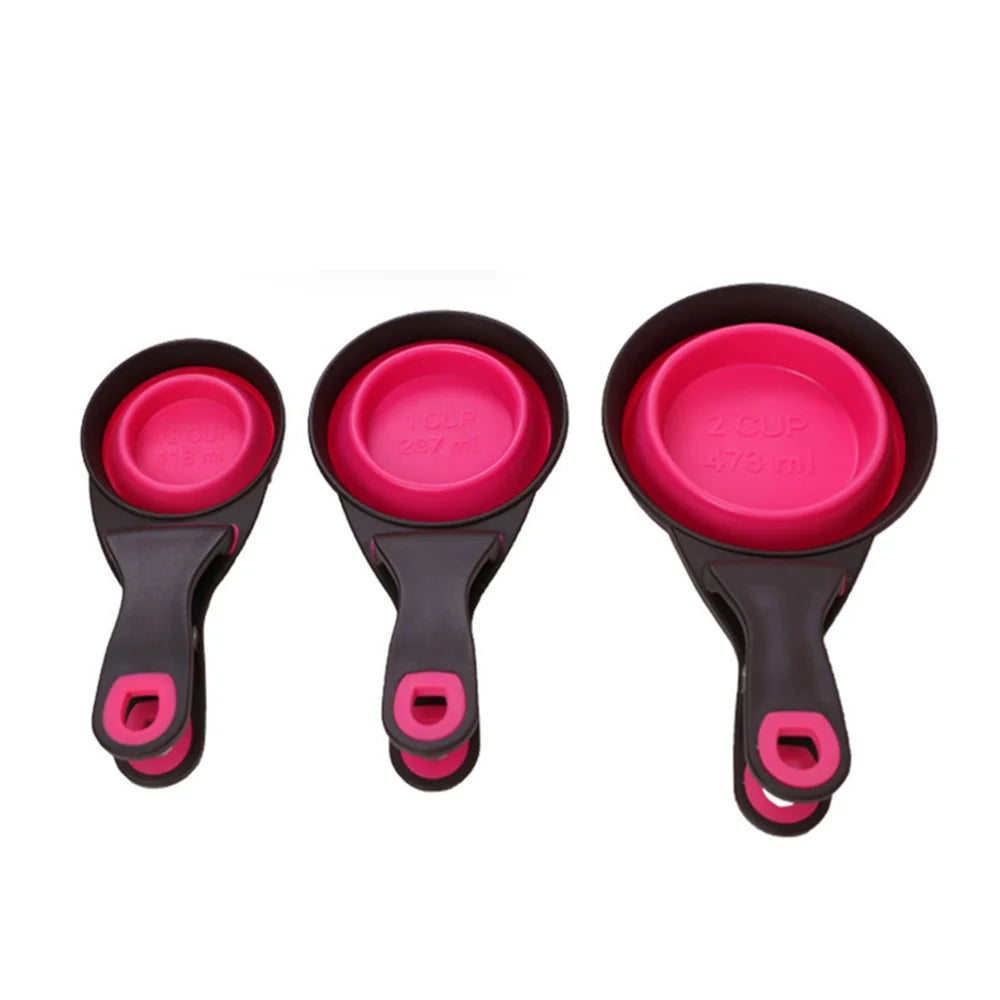 Collapsible Silicone Pet Food Measuring Scoop with Sealing Clip