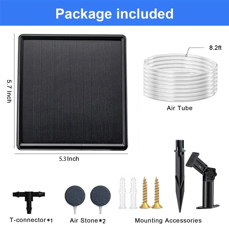 Solar-Powered Portable Aquarium Air Pump — Indoor & Outdoor Fish Oxygen Pump