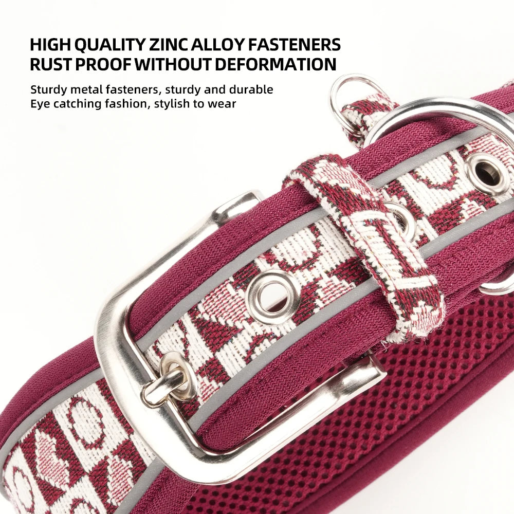 Wide Reflective Dog Collar with No-Pressure Fit