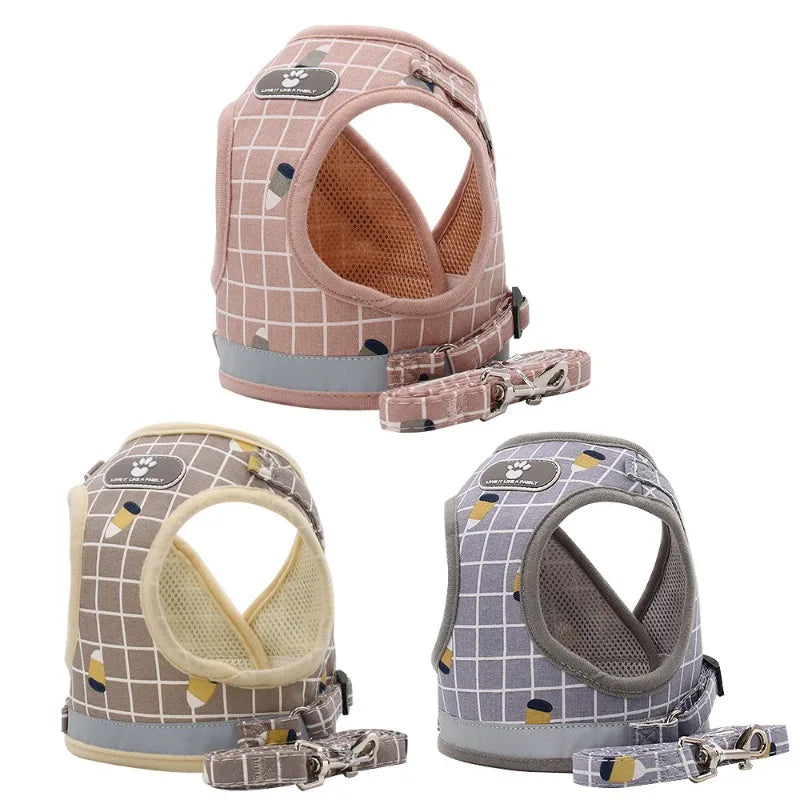 Adjustable Reflective Vest Harness & Leash Set for Small Dogs & Cats
