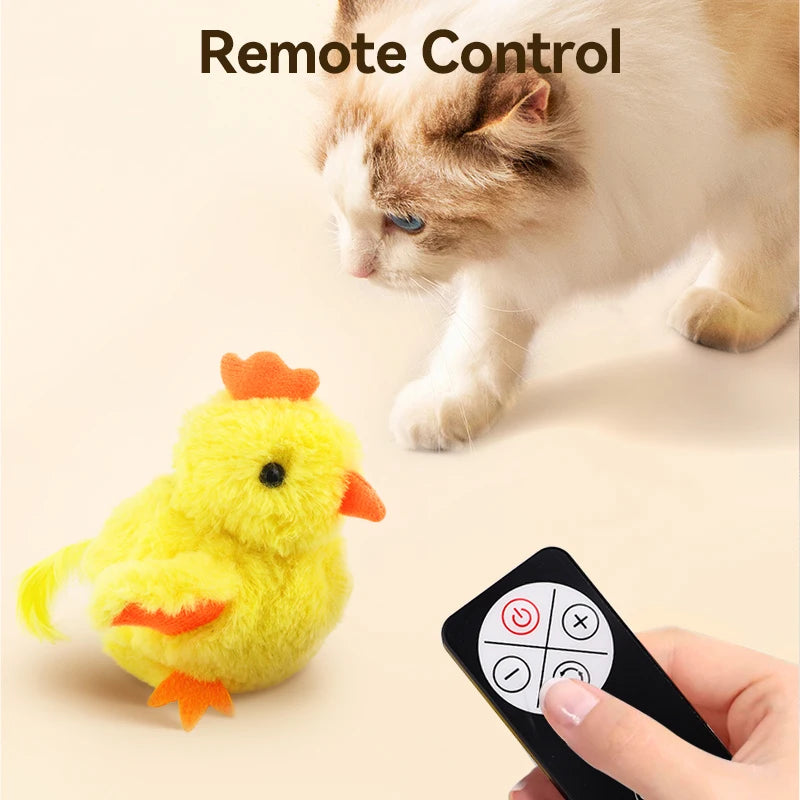 Interactive Remote Control Flapping Chick Cat Toy — Catnip Filled, Realistic Sound & Rechargeable