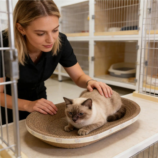 Oval Corrugated Cardboard Cat Scratcher & Lounge Bed