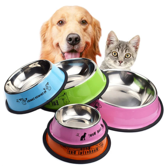 Stainless Steel Pet Food & Water Bowl for Dogs & Cats