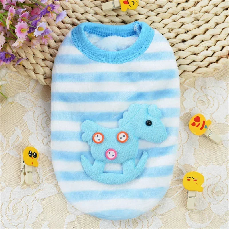 Cartoon Print Plush Vest for Small Animals & Kittens