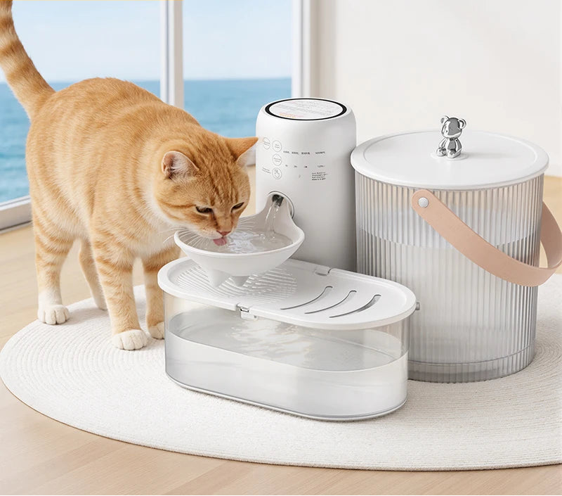 Wireless Smart Cat Water Fountain — 3L Tilting Dispenser with 2600mAh Battery & No-Filter Design