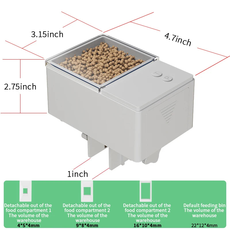 Distributeur automatique de nourriture pour poissons – Distributeur quantitatif pour poissons rouges et aquariums intérieurs