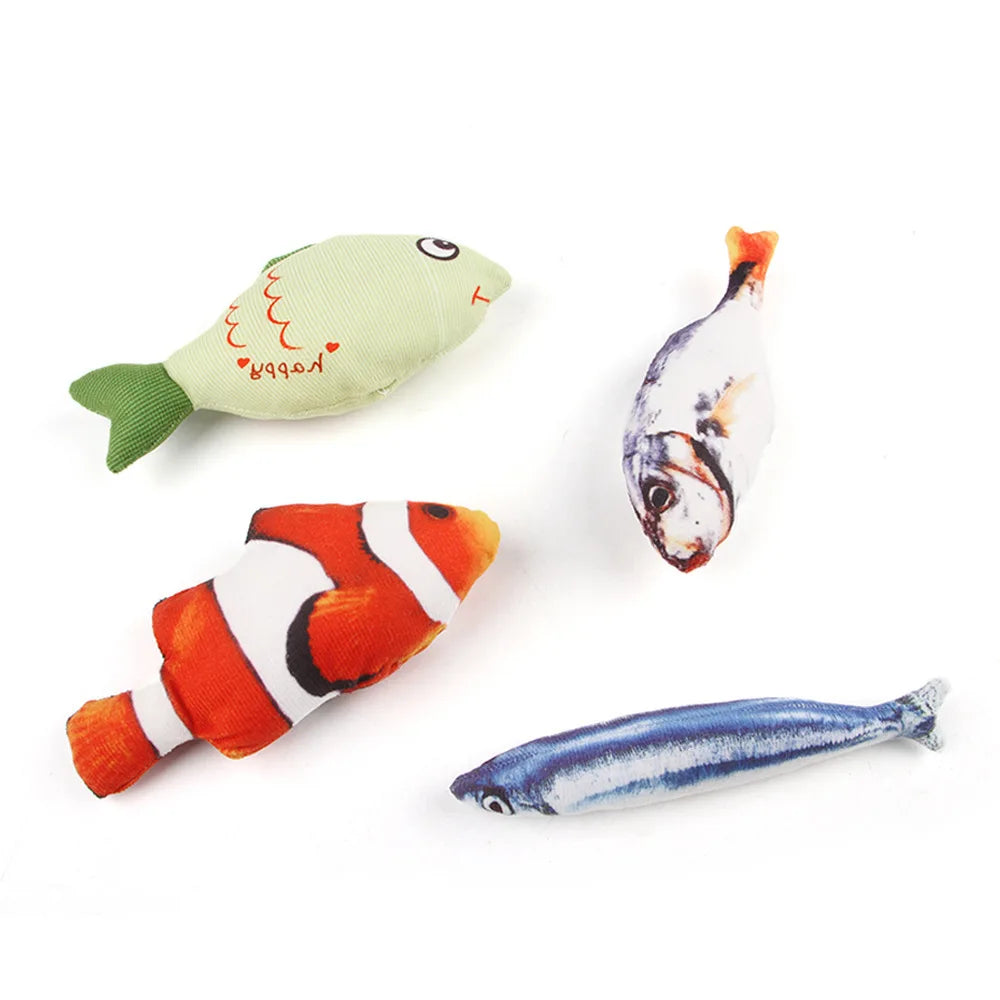 Ensemble de jouets en forme de poisson avec grelot pour chat (contient de l'herbe à chat)