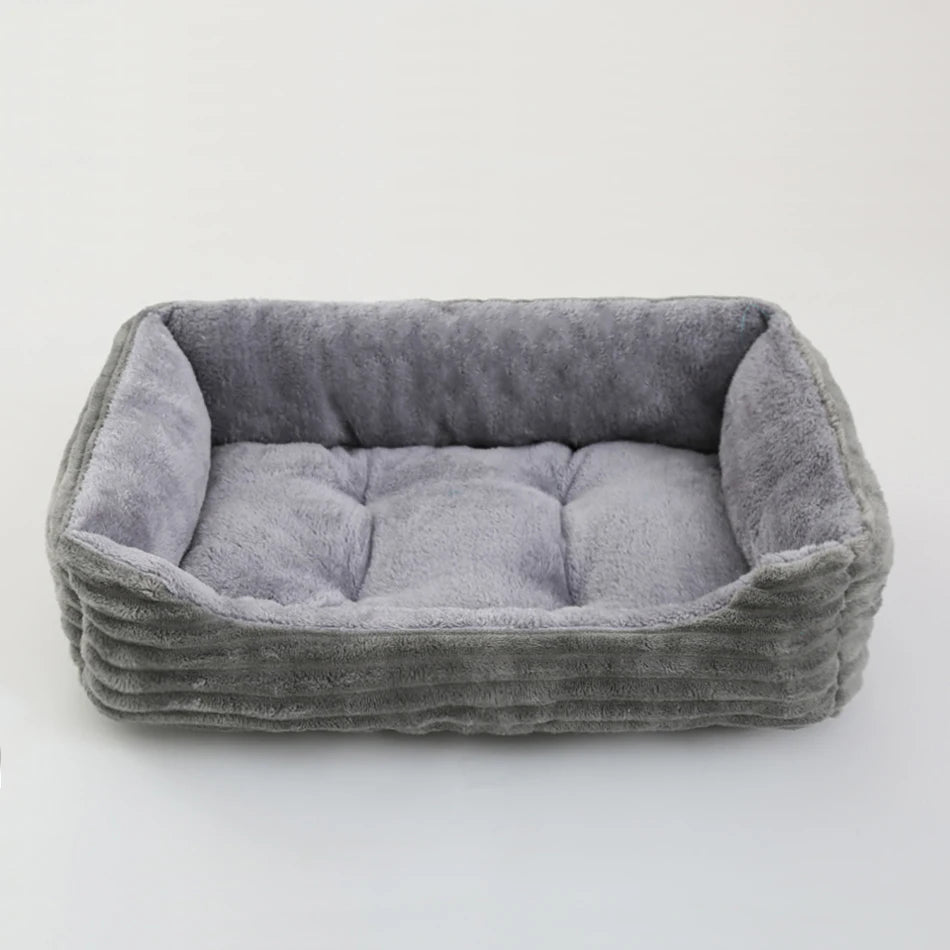 Square Plush Calming Dog & Cat Bed – Waterproof Oxford Sofa Cushion for Small & Medium Pets
