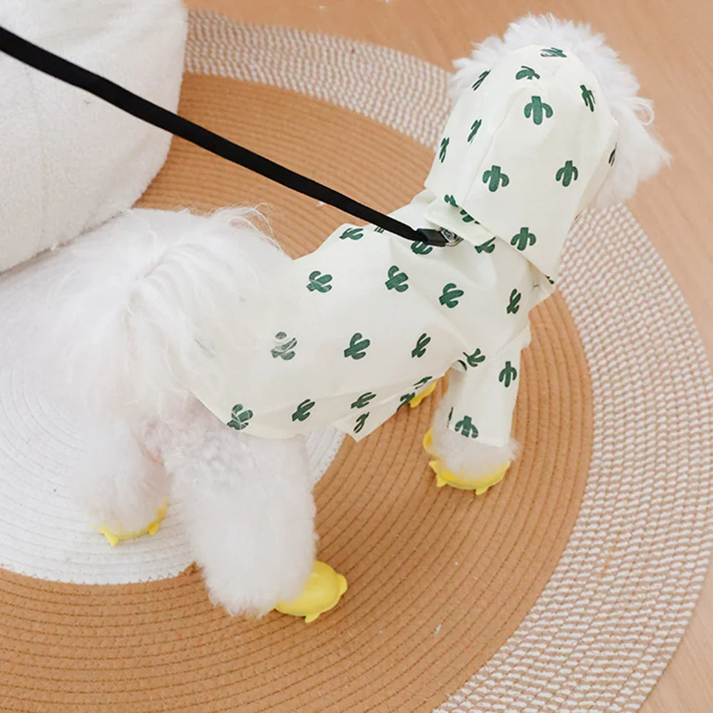 Printed Pet Dog Raincoat Waterproof Pet Hoodie with Traction Hole for Small Dogs Bichon Chihuahua Puppy Chubasquero Para Perros