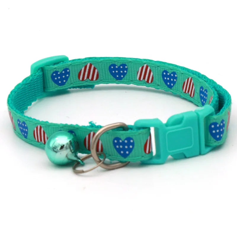 Cartoon Heart Cat Collar with Safety Bell