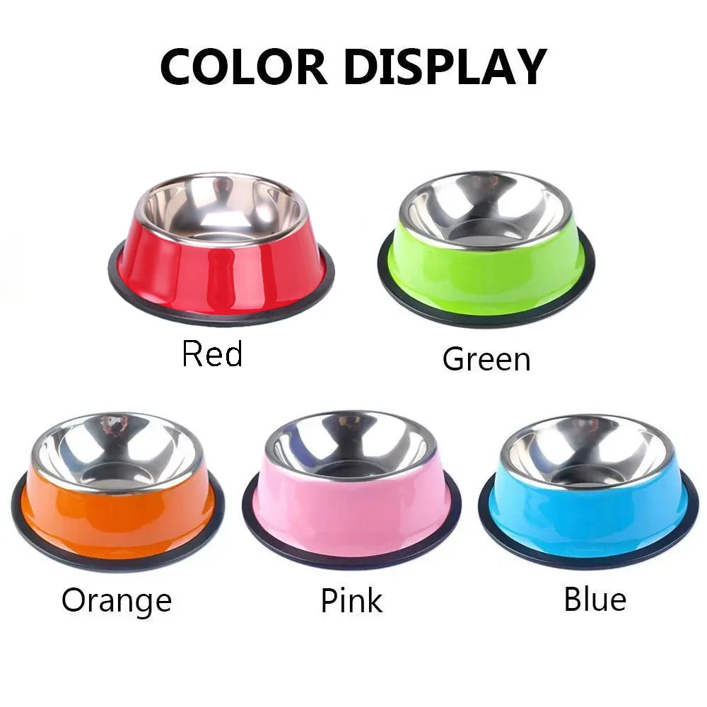 Stainless Steel Anti-Slip Pet Food Bowl for Cats & Dogs