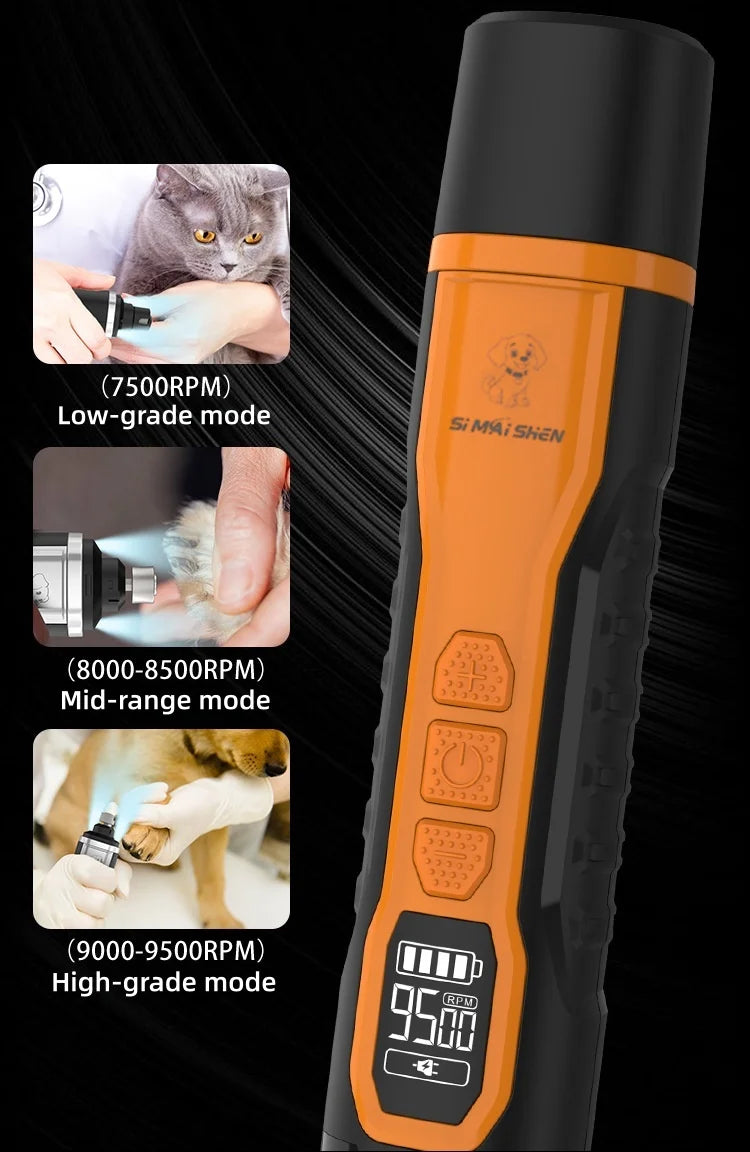 Rechargeable Pet Nail Grinder with LED Light & 5 Speed Settings
