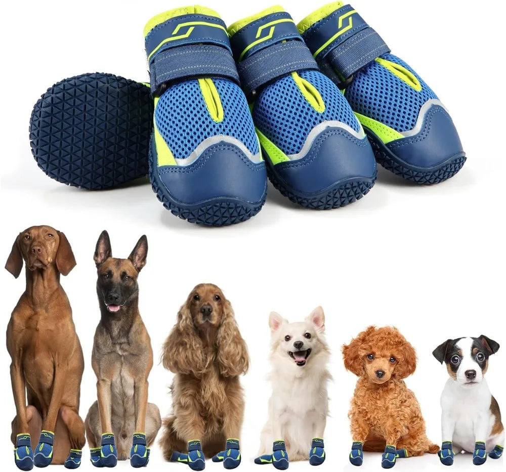 Breathable High-Cut Dog Boots for Hot Pavement & Summer Hiking | Set of 4