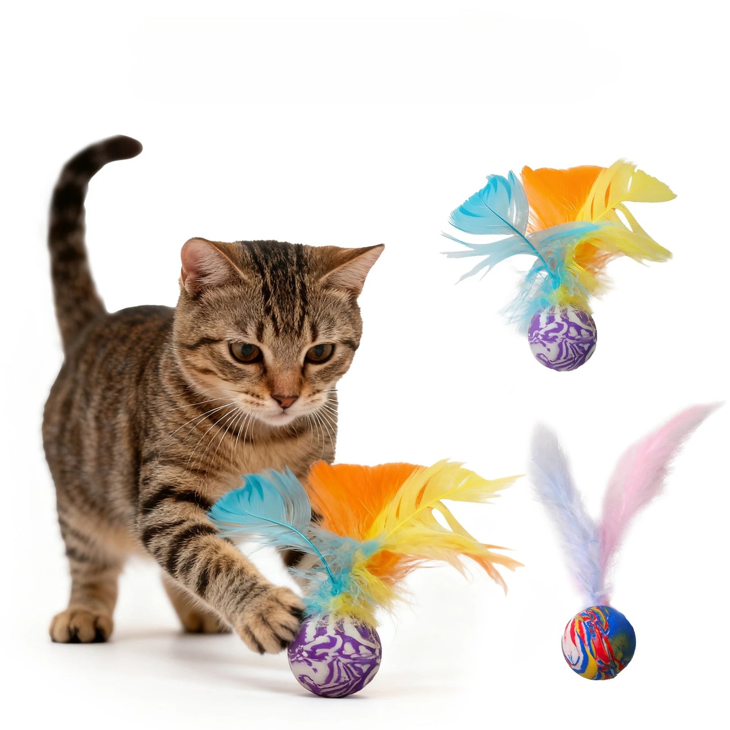 Interactive Feather Ball Cat Toy Set