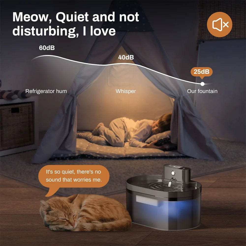 2.2L Wireless Charging Automatic Pet Water Fountain – Cat & Dog Drinking Bowl