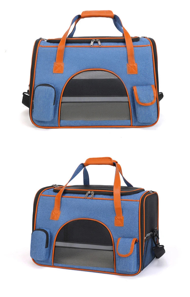 Anti-Collapse Pet Carrier Handbag with Storage Pockets