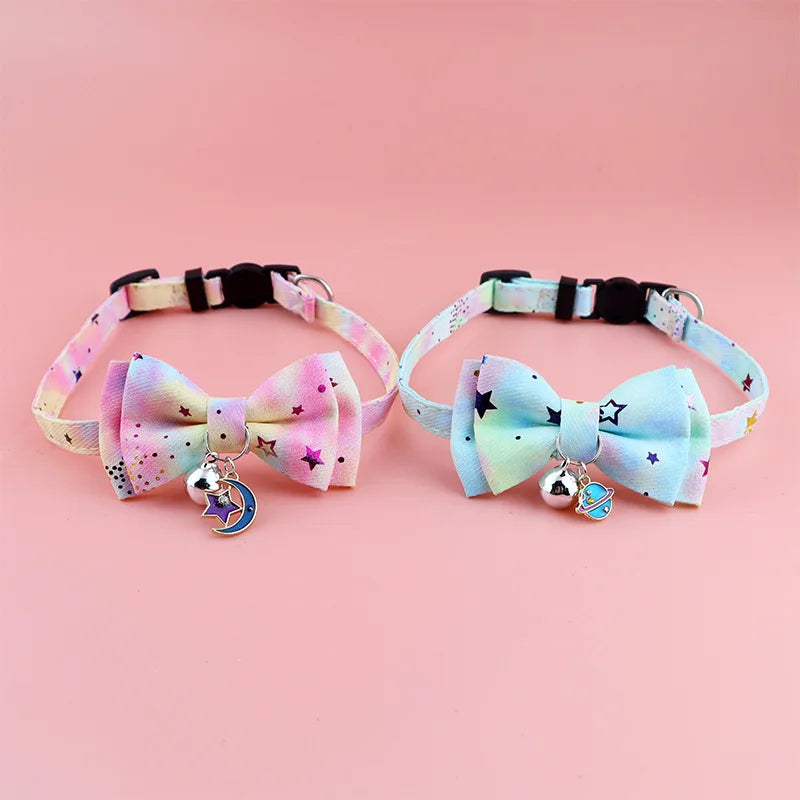 Colourful Butterfly & Star Pet Collar with Bell