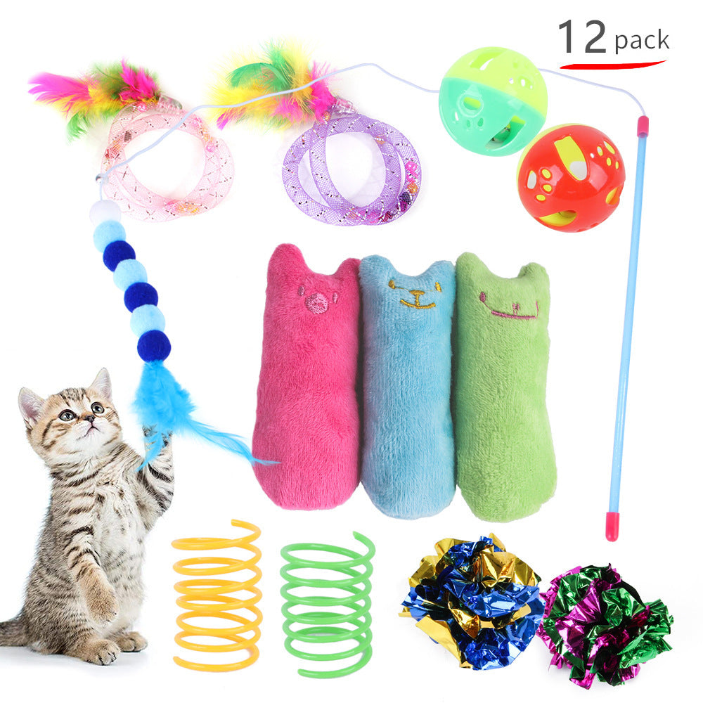 Foldable Cat Play Tunnel with Toys - Interactive Tent for Kittens